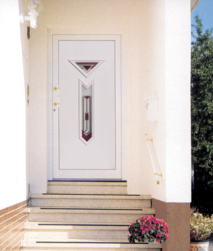 Вхідні двері ПВХ -  сендвіч панель з вітражем